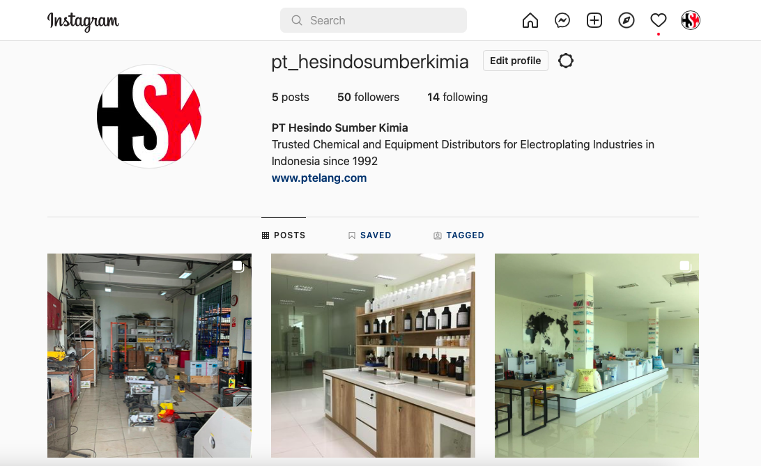 PT Hesindo Sumber Kimia now live on Instagram
